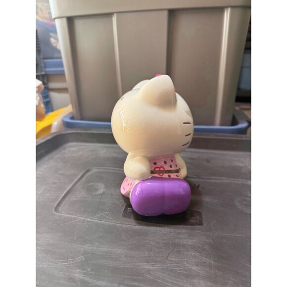 Rare Hello Kitty Ceramic Coin Bank By Sanrio 2007 Pink & Purple Polka Dot Dress - Picture 2 of 6